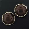 Image 6 : Vintage 14k Gold Large Domed Cabochon Carnelian Button Earrings & Detailed Frame