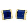 Image 1 : Vintage La Triomphe 14k Yellow Gold & Trapezoidal Cut Blue Lapis Men's Cuff Link