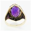 Image 7 : Antique Art Deco 14k Gold Custom Marquise Cut Bezel Set Amethyst Solitaire Ring