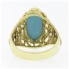 Image 6 : Estate Italian 18k Gold Oval Cabochon Cut Turquoise Solitaire Braided Cigar Ring