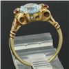 Image 8 : Retro 14k Yellow Gold 2.18 ctw Aquamarine Solitaire and Synthetic Ruby Ring