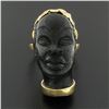 Image 2 : Vintage 14k Yellow Gold Carved Face Detailed Blackamoor Ring w Open Work Setting