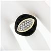 Image 3 : Vintage 18k Yellow Gold Diamond Wide Eye Shaped Black Enamel Dome Cocktail Ring