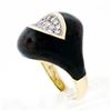 Image 9 : Vintage 18k Yellow Gold Diamond Wide Eye Shaped Black Enamel Dome Cocktail Ring
