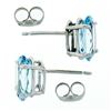 Image 4 : New 14K White Gold 2.84 ctw Oval Prong Set Aquamarine Open Basket Stud Earrings