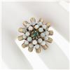 Image 3 : Antique 14k Rosy Yellow Gold 0.20 ctw Emerald Opal Open Spray Cluster Platter Ri