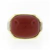 Image 5 : Vintage 18K Yellow Gold FINE GIA Cabochon Orangy Red Coral Baguette Diamond Ring