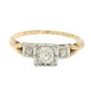Image 2 : Antique Victorian 14k Two Tone Gold Cushion Old Mine Cut Diamonds 3 Stone Ring