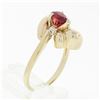 Image 8 : 14k Yellow Gold 1.11 ctw GIA Pear Orange Red Ruby & Round Brilliant Diamond Ring