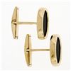 Image 5 : Vintage 14K Yellow Gold Classic Oval Cut Bezel Set Black Onyx Swivel Cuff Links