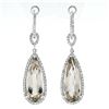 Image 1 : 14K White Gold Smoky Quartz & .48 ctw Diamond Halo Day Night Hoop Dangle Earring