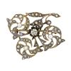 Image 1 : Antique Victorian 14k Gold 0.16 ctw Diamond & Seed Pearl Open Flower Brooch Pin