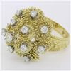 Image 2 : QUALITY Vintage 18K Gold 1.30 ctw Diamond Tiered Textured Cluster Cocktail Ring