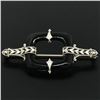 Image 2 : Antique Art Deco 14k White Gold Open Black Onyx Leaf & Milgrain Etched Scarf Pin
