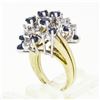 Image 9 : Vintage 18K Gold 2.20 ctw Royal Blue Sapphire Diamond Tiered Cocktail Cluster Ri