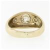 Image 7 : Men's Vintage 14K Gold 0.62 ctw 3 Stone Diamond Domed Polished Wedding Band Ring