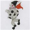 Image 3 : Vintage 18k White Gold Diamond Black Onyx and Coral Clown Brooch Pin