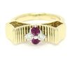 Image 1 : Unique Vintage 18K Yellow Gold.25 ctw Round Ruby Diamond Textured Cluster Ring