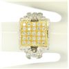 Image 2 : 18k Two Tone Solid Gold 1.10 ctw Round Pave Diamond Square Cocktail Ring