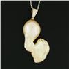 Image 7 : Vintage 14K Yellow Gold Large Baroque Pearl Solitaire Pendant 18" Chain Necklace