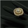 Image 7 : Large Vintage 14K Yellow Gold 2.20 ctw Diamond Hand Engraved Flower Cocktail Rin