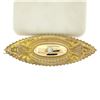 Image 3 : Antique Victorian 9k Yellow Gold.10 ctw Diamond Marquise Shaped Etched Brooch Pi