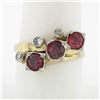 Image 1 : Antique Victorian 14k Yellow Gold 2.15 ctw Old Cut Garnet & Diamond Milgrain Rin