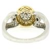 Image 6 : NEW 14k White & Yellow Gold Milgrain 0.75 ctw Pave Set Round Diamond Cluster Rin