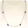 Image 2 : 14k White Gold 19.72 ctw 18 Station Oval Amethyst by the Yard 38" Chain Necklace