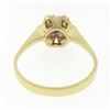 Image 6 : Vintage 18k Yellow Gold 0.37 ctw Round Ruby Wavy Halo Flower Cluster Petite Ring
