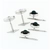 Image 6 : Estate Men's 14k White Gold Round Black Pearl Cuff Links & 3 Button Stud Set