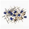 Image 1 : Vintage 14K Multi Tone Gold Blue Lapis & Diamond Textured Leaves Grid Brooch Pin