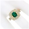 Image 4 : 18K Gold 2.72 ctw GIA Fine Emerald & Double Halo Diamond Statement Cocktail Ring