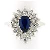 Image 1 : Vintage Platinum 2.69 ctw GIA NO HEAT Sapphire & Diamond Ballerina Cocktail Ring