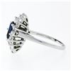 Image 6 : Vintage Platinum 2.69 ctw GIA NO HEAT Sapphire & Diamond Ballerina Cocktail Ring