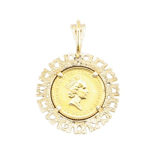 1/10th British Sovereign Coin Pendant - 14KT - 24KT Yellow Gold