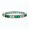 Image 6 : 14K White Gold 1.40 ctw Round Shared Prong Diamond & Emerald Eternity Band Ring