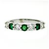 Image 4 : New 14K White Gold 1.33 ctw Shared Prong Big Round Diamond & Emerald Band Ring