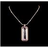 14KT Rose Gold GIA Certified 162.70 ctw Kunzite and Diamond Pendant With Chain
