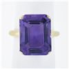 Image 1 : 14K Yellow Gold 9.50 ctw Large Amethyst Prong Emerald Cut Solitaire Cocktail Rin