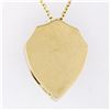 Image 5 : Vintage 14k Yellow Gold 0.40 ctw Diamond Hand Etched Shield Pendant Necklace