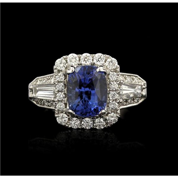 18k White Gold 2.88 ctw Sapphire 1.23 ctw Diamond Ring