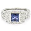 Image 2 : New Platinum 2.37 ctw Tanzanite and Diamond Halo Ring