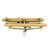 Image 3 : Victorian 14k Gold Opal, Seed Pearl, & Natural Pearl Dangle Dual Bar Brooch