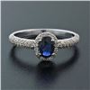 Image 2 : Petite 14K White Gold 1.05 ctw Oval Sapphire Solitaire & Diamond Halo Promise Ri