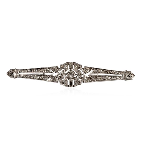 0.65 ctw Diamond Brooch - 14KT White Gold