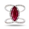 Image 1 : 3.13 ctw Ruby and 0.66 ctw Diamond 18K White Gold Ring