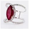 Image 2 : 3.13 ctw Ruby and 0.66 ctw Diamond 18K White Gold Ring