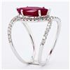 Image 3 : 3.13 ctw Ruby and 0.66 ctw Diamond 18K White Gold Ring