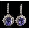 14.78 ctw Tanzanite and Diamond Earrings - 14KT White Gold
